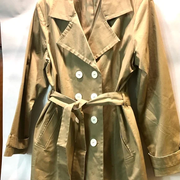 COPY - VINTAGE Linea by Louis Dell'Olio Trench Coat Women's L Tan Beige Brown - Picture 14 of 15